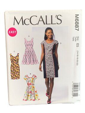 McCalls M6887 Misses Dress Patterns Size 14-16-20-22 Easy Sewing Uncut